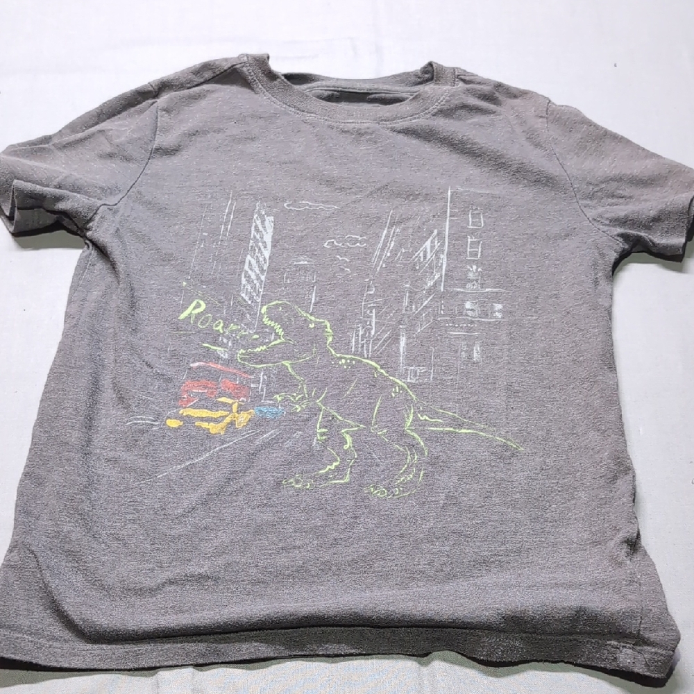 Gray Dinosaur Graphic Kids T-Shirt